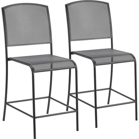 GLOBAL INDUSTRIAL Interion Outdoor Counter Height Stool, Steel Mesh, Black, 2PK 262094